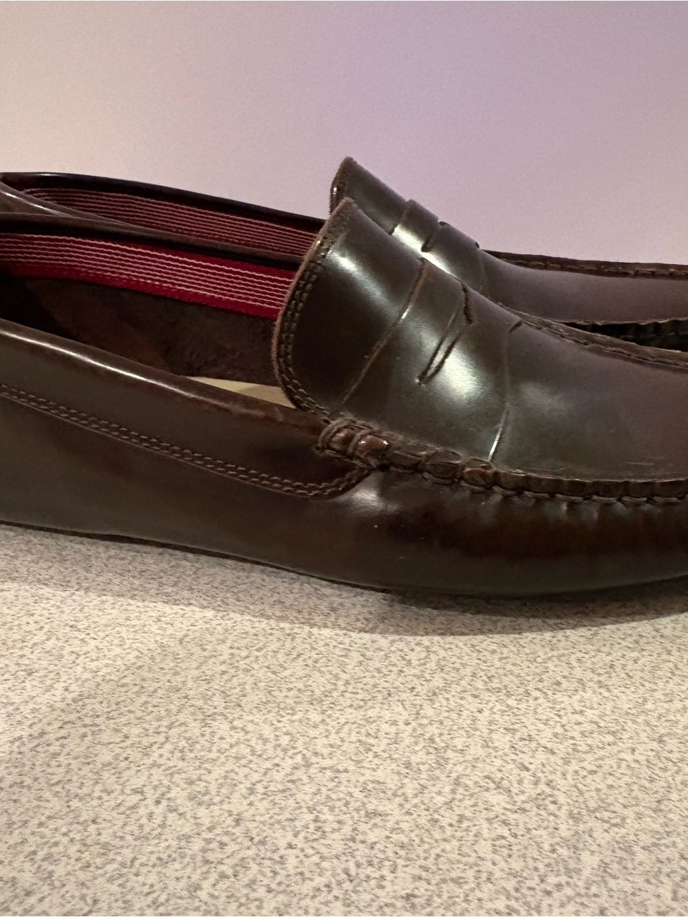 Lacoste Men's Dark Brown Leather Penny Loafers 10